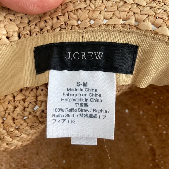 J Crew Raffia Bucket Hat Natural Straw Beach Vacation Island Cruise Women's S/M - Picture 5 of 6